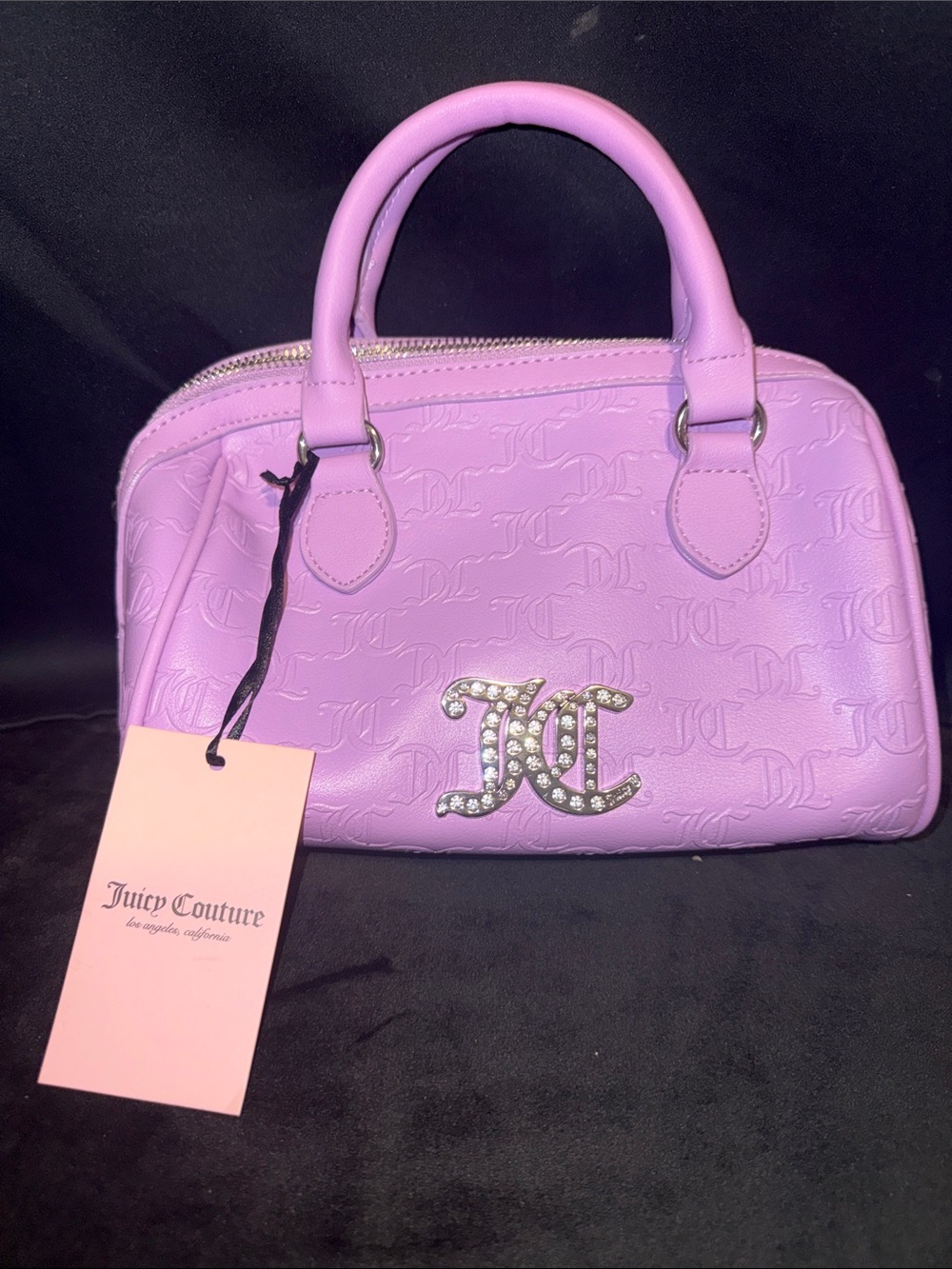 Juicy Couture Lavender Embossed Logo Satchel with Rhinestone JC